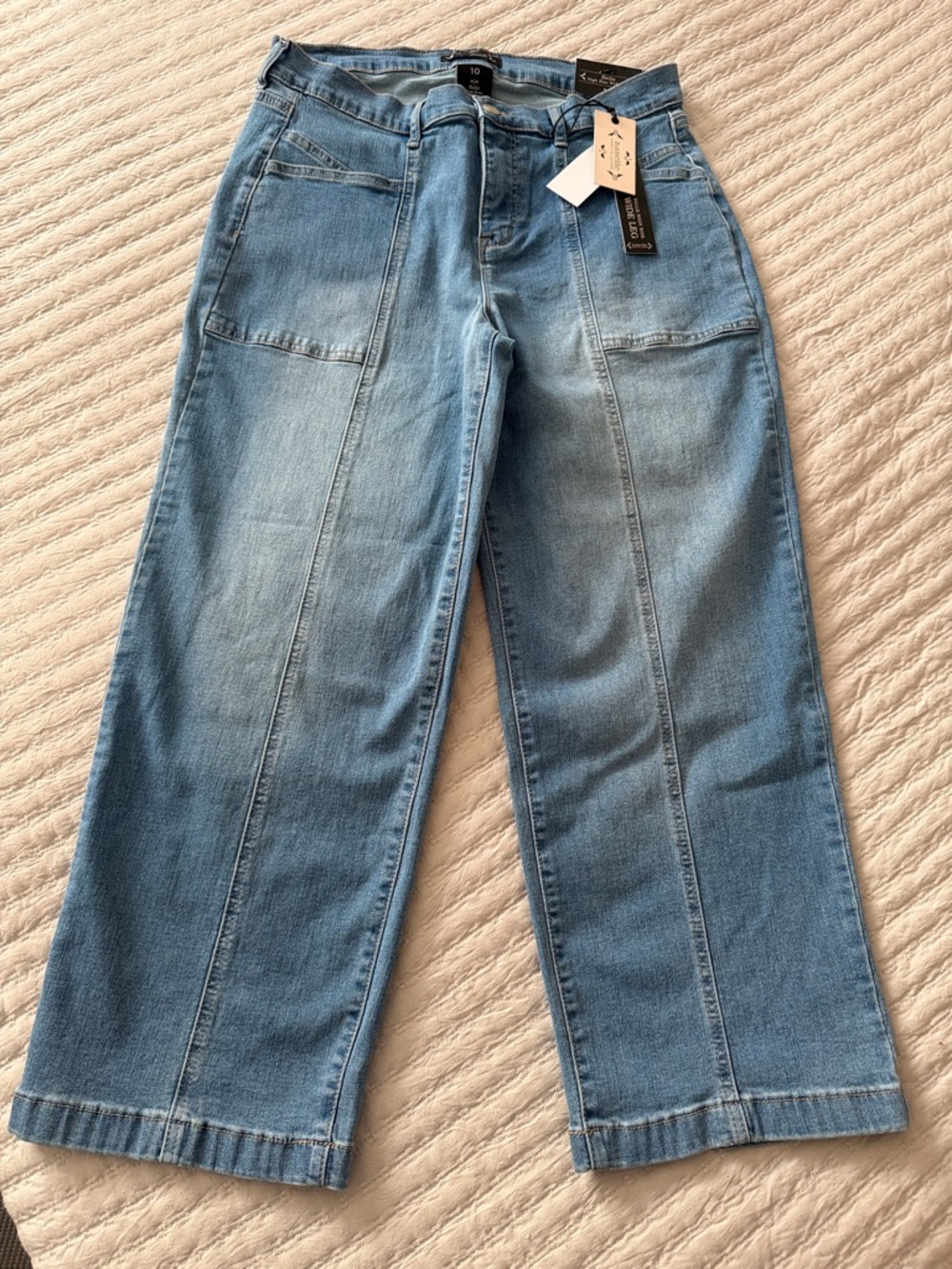 Nanette Lepore "Belle High Rise" Fabulous Blue Wide-Leg Jeans NWT Sz 10 Fabulous